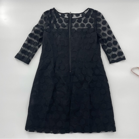 Betsey Johnson Whimsigoth Sheer Neck 3/4 Sleeve Polka Dot Overlay Black Sheath 6 - Picture 8 of 12